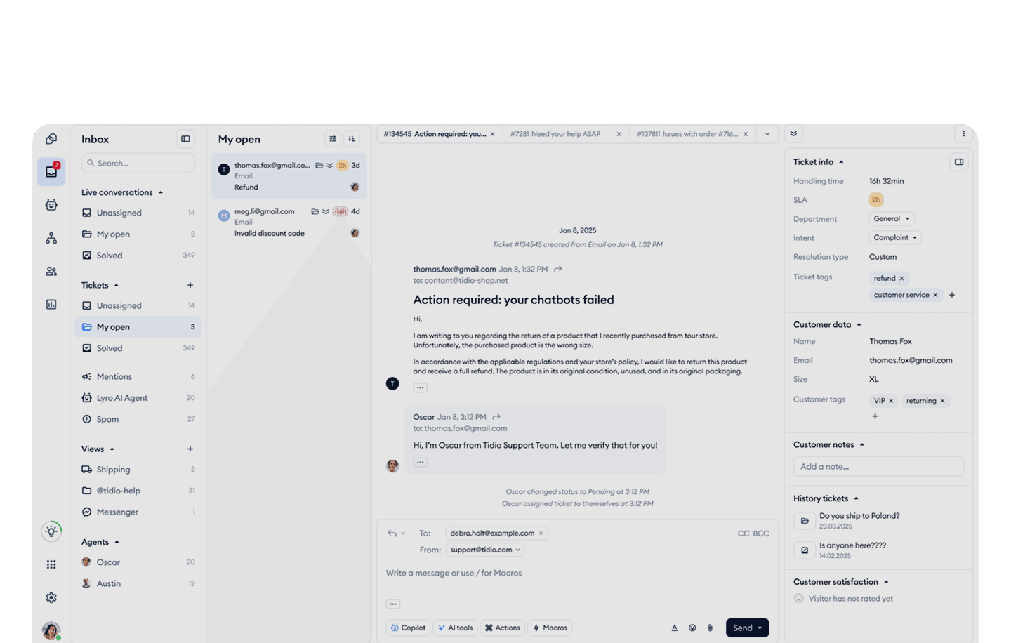 Manage every conversation from one simple dashboard