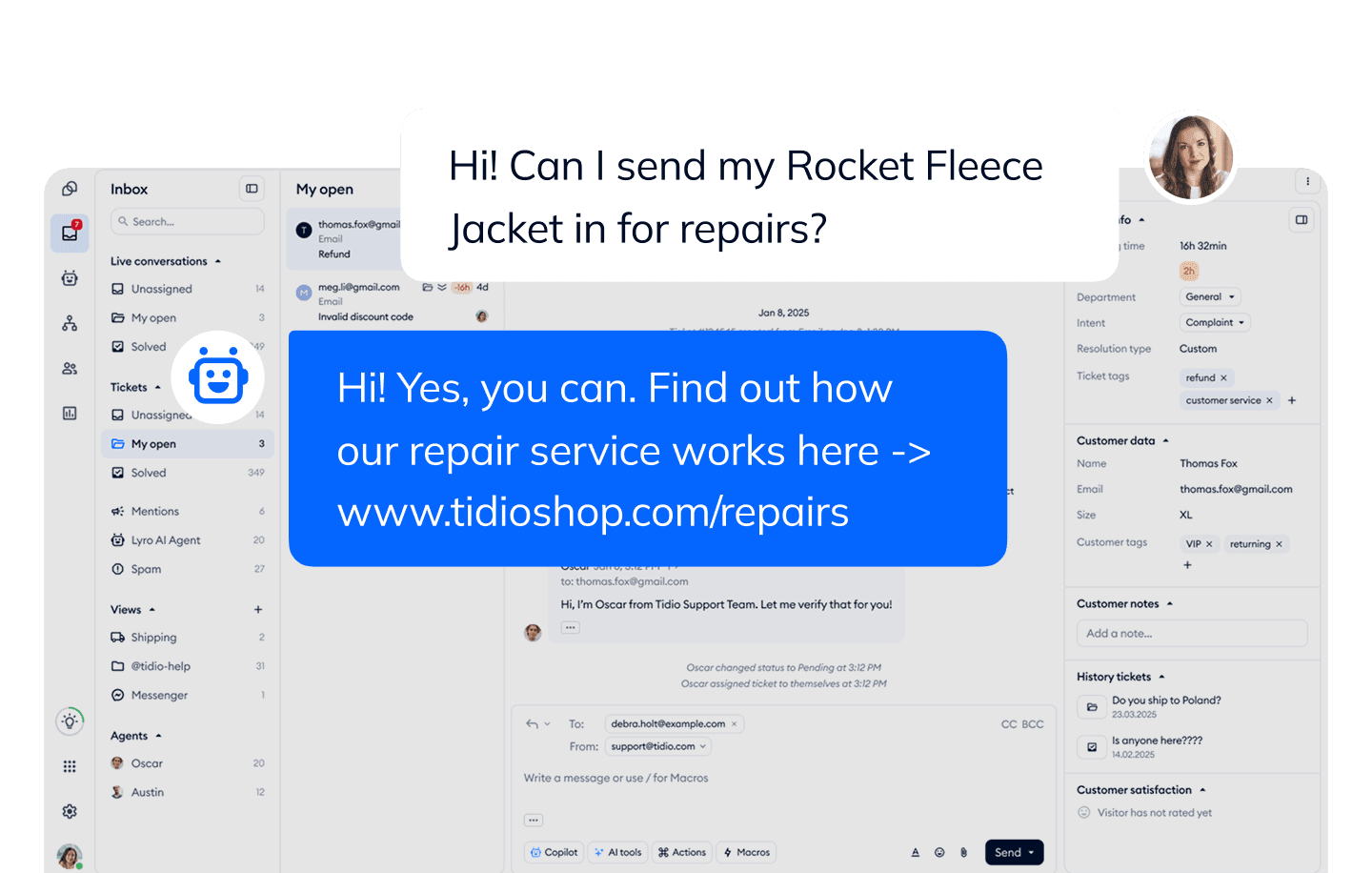 Automate 67% of post-purchase questions with Lyro AI Agent