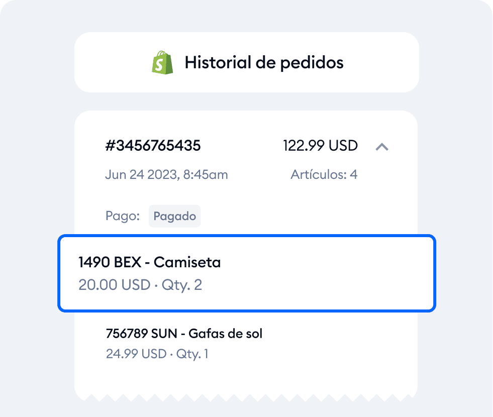 Visualiza el historial de pedidos y ofrece respuestas detalladas