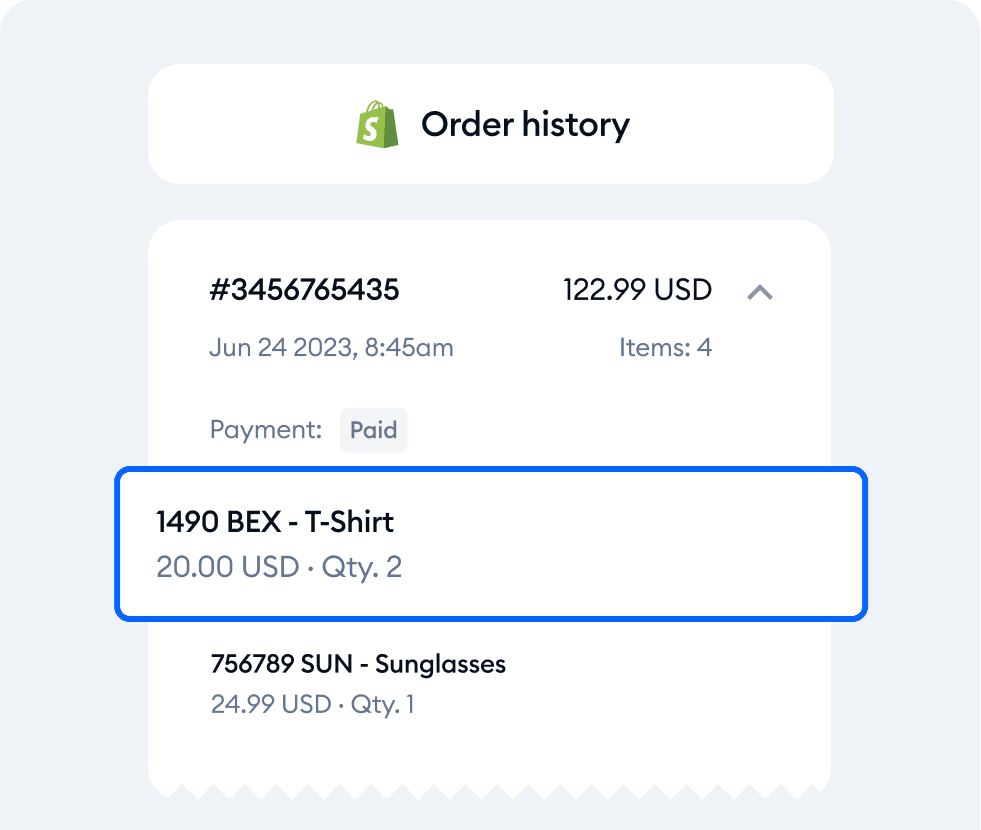 View order history and offer detailed answers