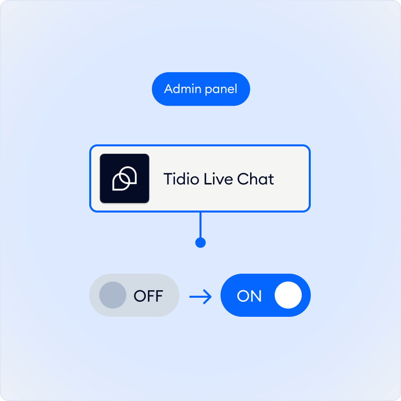 Install Tidio from your website dashboard using a dedicated plugin.