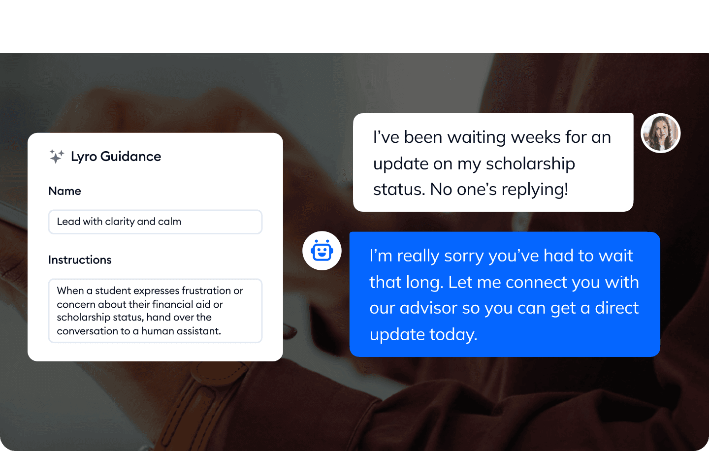 Control when Lyro AI Agent steps in