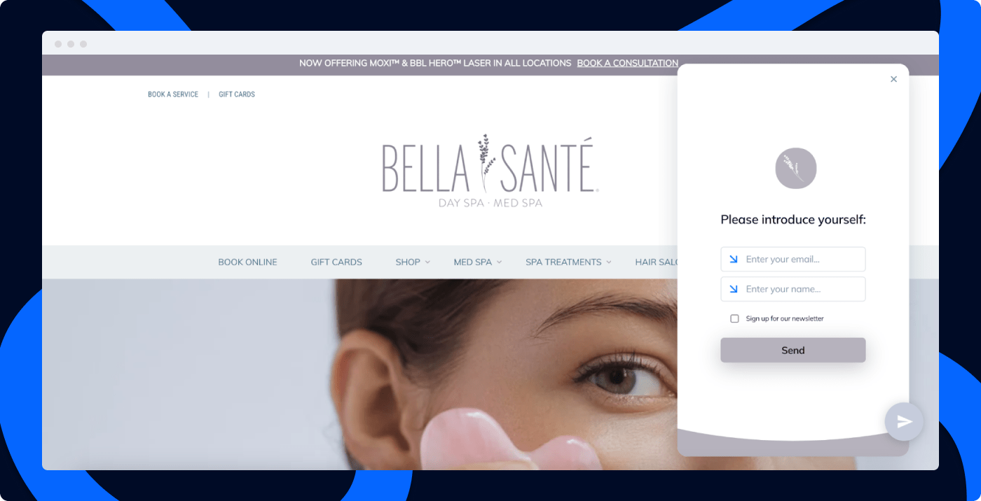 Tidio's widget on Bella Sante website