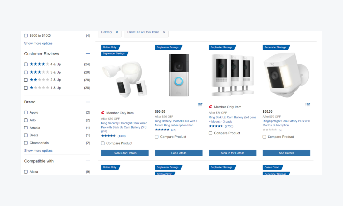 example of product reviews view