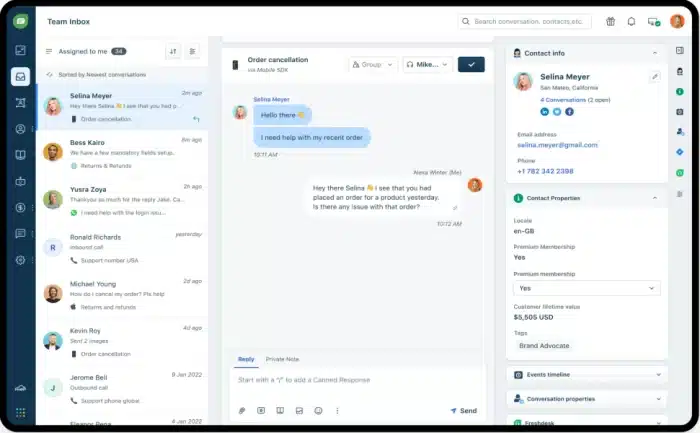 A screenshot of the Freshchat interface.