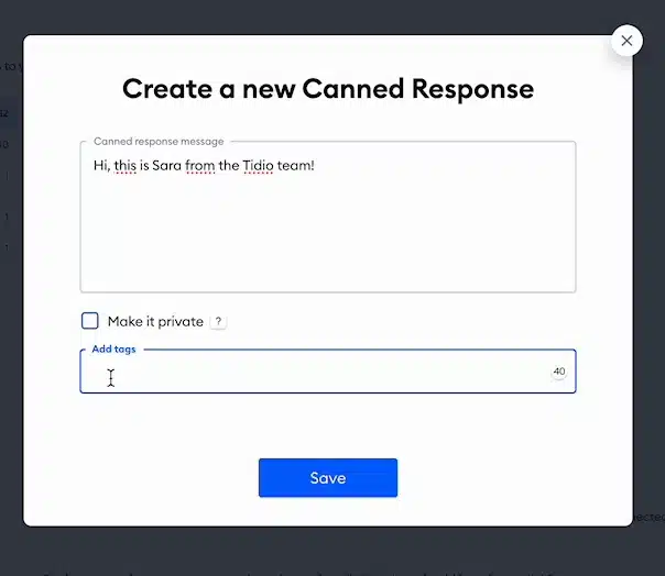 Creating canned responses in Tidio for quick and consistent customer replies.