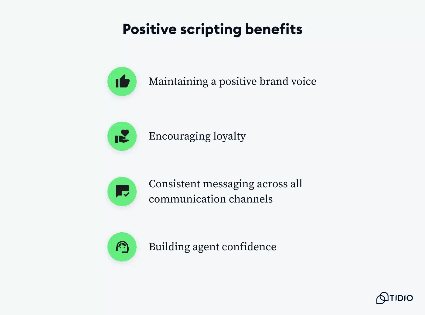 Graphic highlighting the benefits of positive scripting.