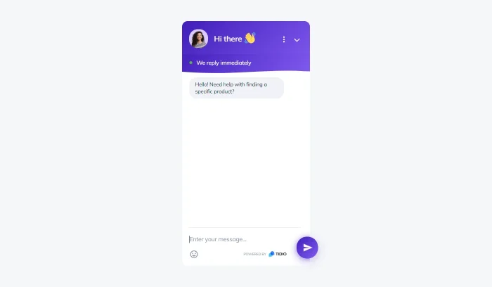 Tidio proactive chat activates when a customer is idle, offering help with the product.