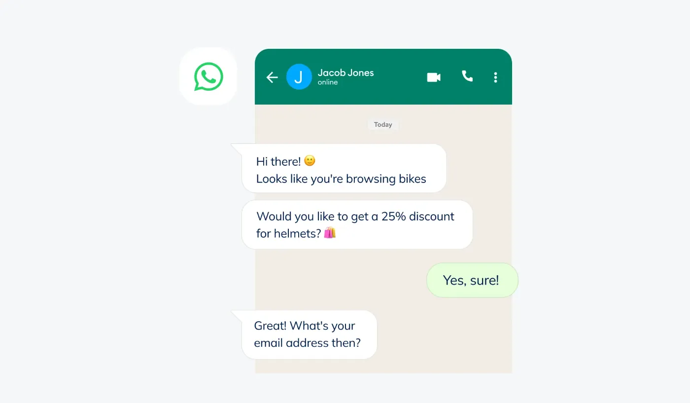 Tidio WhatsApp chatbot enabling direct customer interaction on WhatsApp.