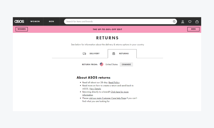 example of an easy-to-understand returns page