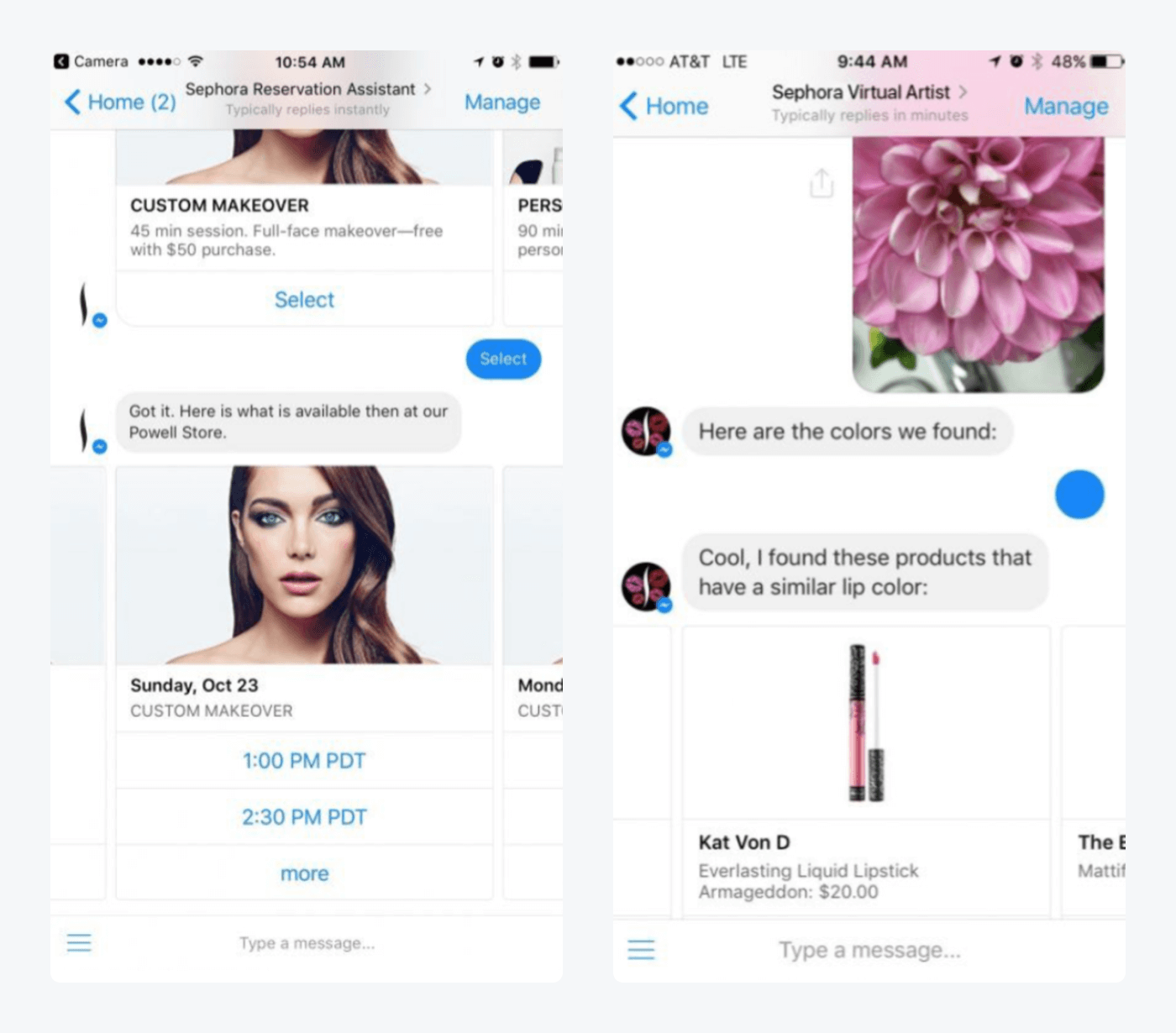 Sephora's chatbot widget