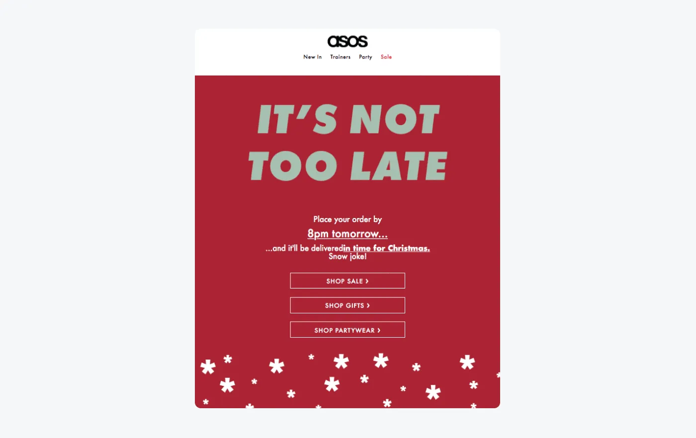 ASOS Christmas sale newsletter example