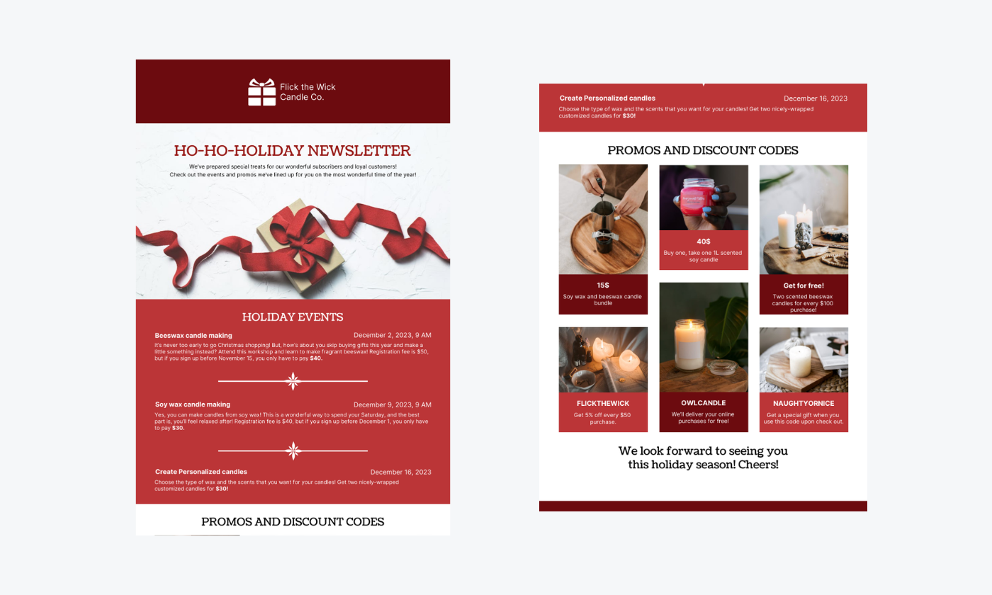 An example of a business Christmas template