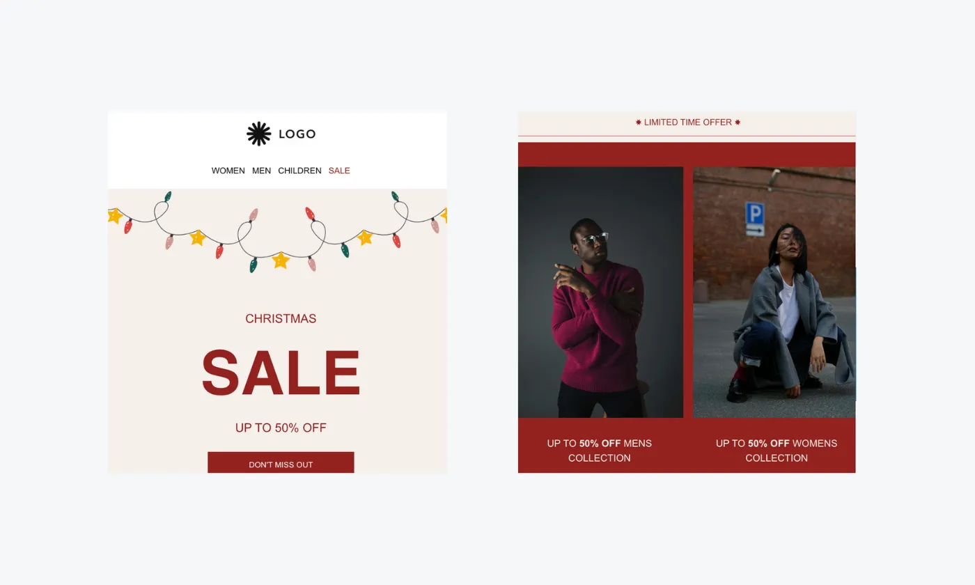 An example of a sales Christmas template