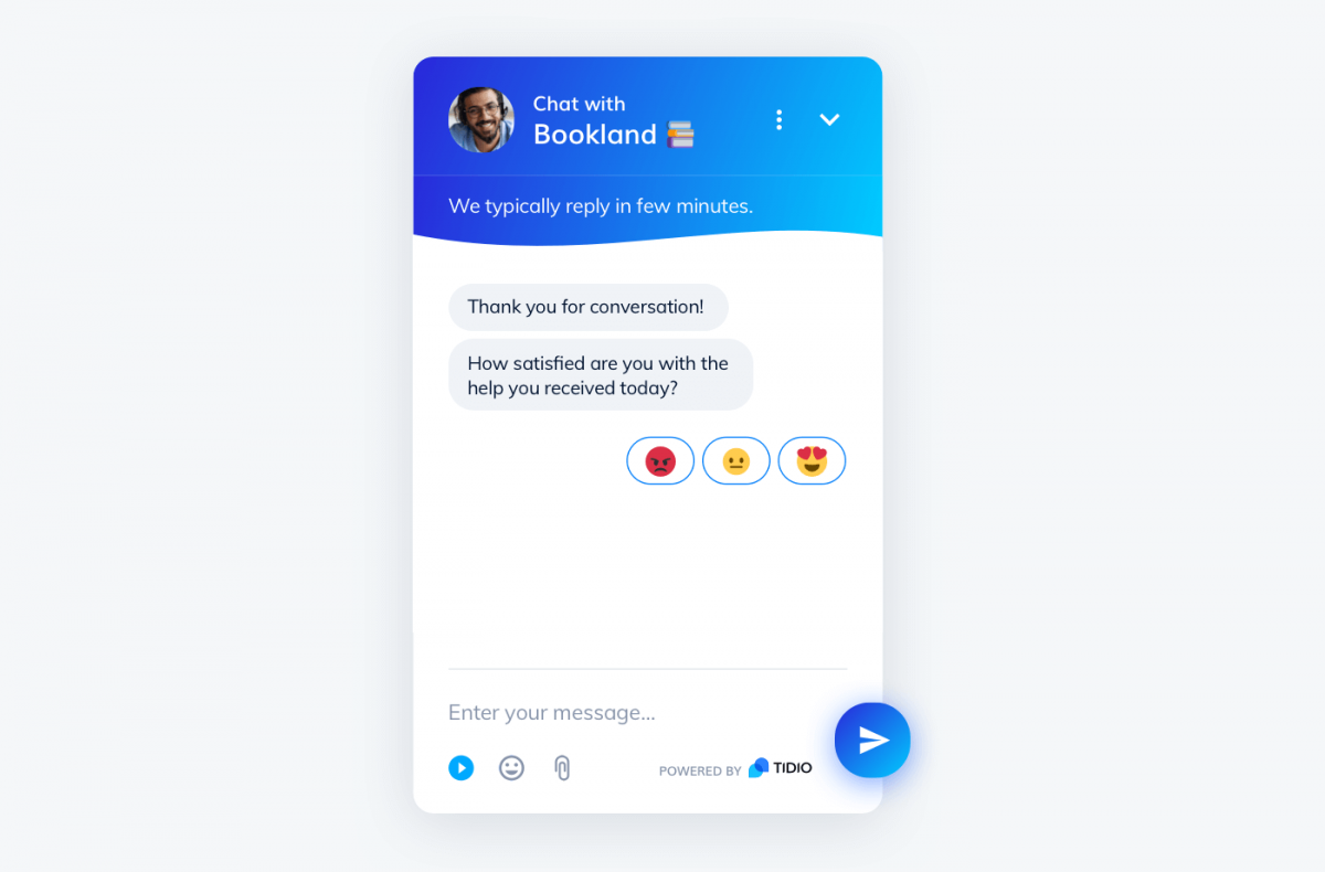 Customer satisfaction chatbot in Tidio widget