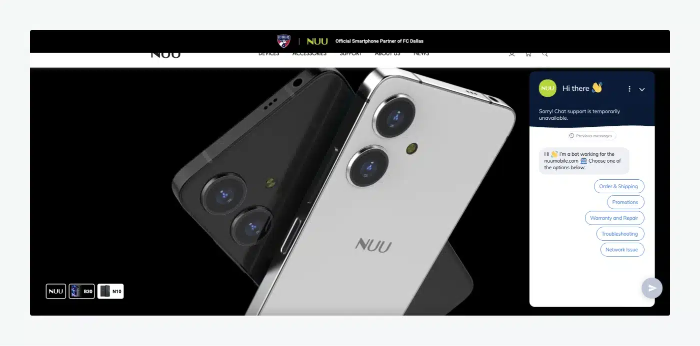 NUU uses flows to chat with customers