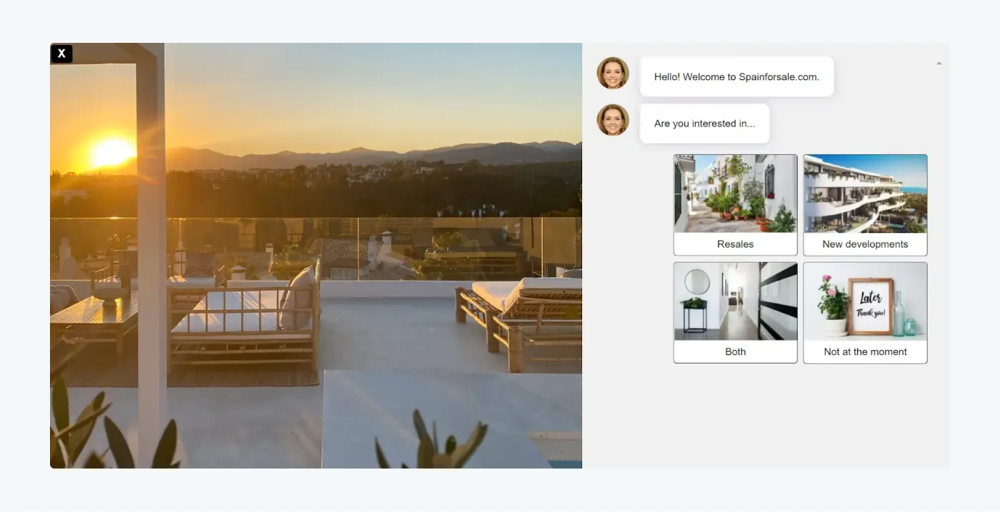 Chatbot provides recommendations on Spain for Sale website