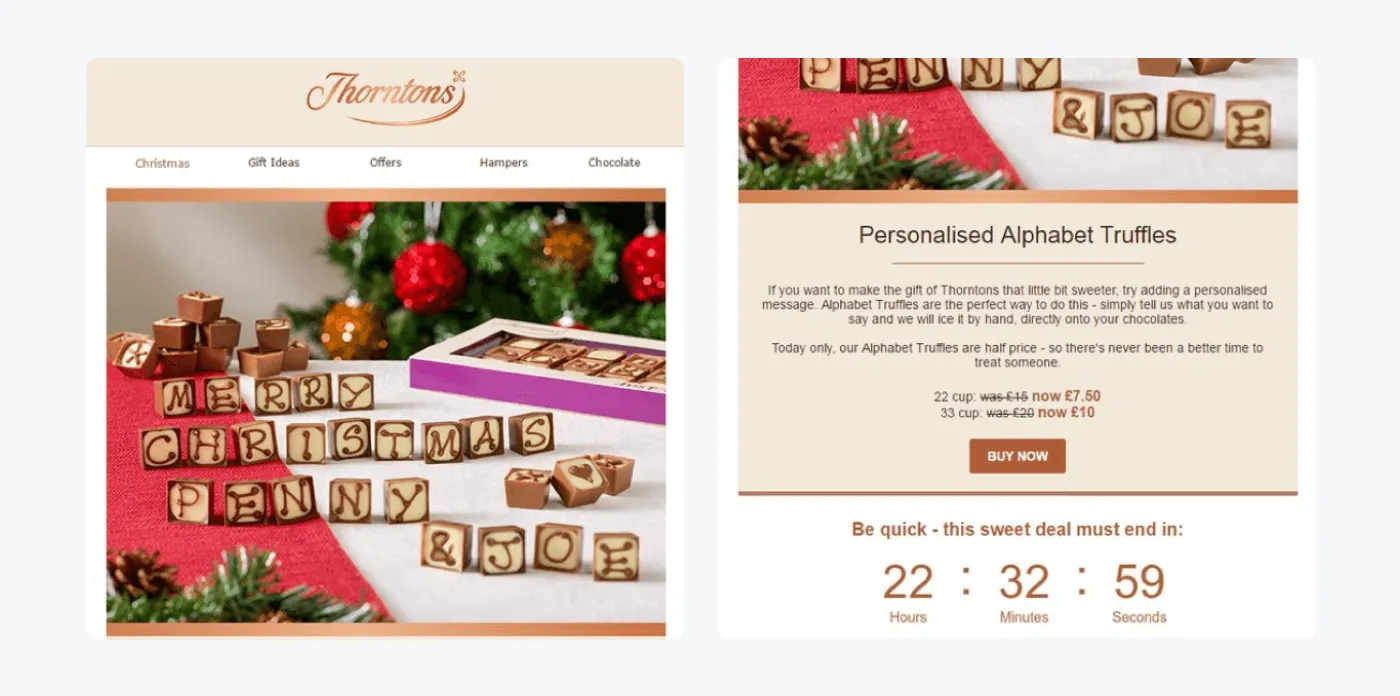 Thorntons Christmas newsletter example